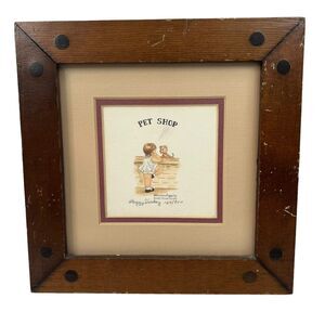 Peggy Dickey Signed & Numbered Framed Art Window Shopping Pet Shop Dog #124/900